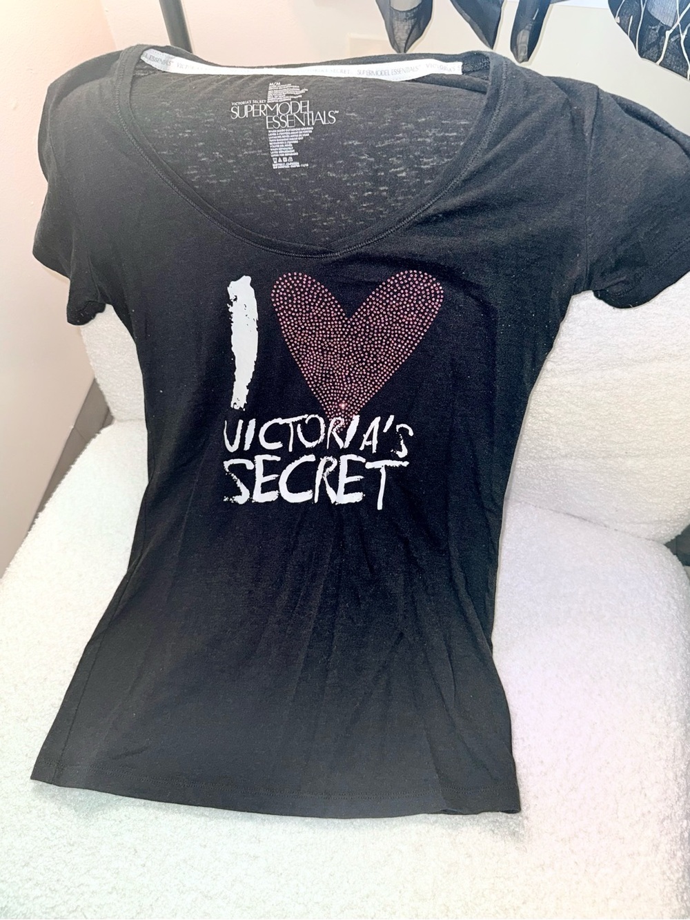 Victorias secret Supermodel Essentials bling t shirt Medium  black